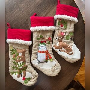 Pottery Barn Kids woodland Christmas stockings - set of 3
